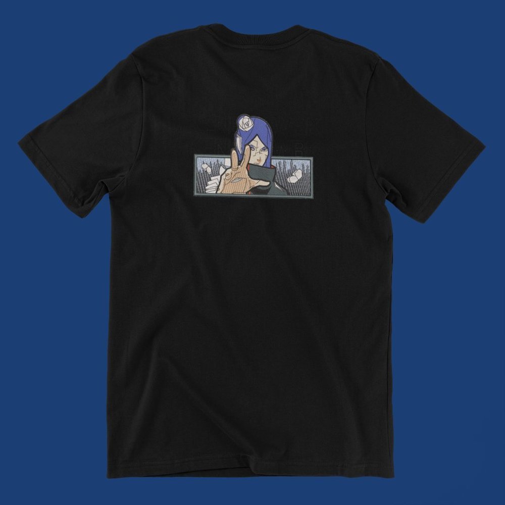 New- White&black Embroidered Konan Akatsuki anime box T-shirt